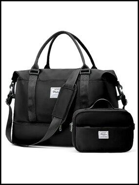 Large Weekender Duffel Travel Bag with Shoe Compartment, Carry on Overnight Bag